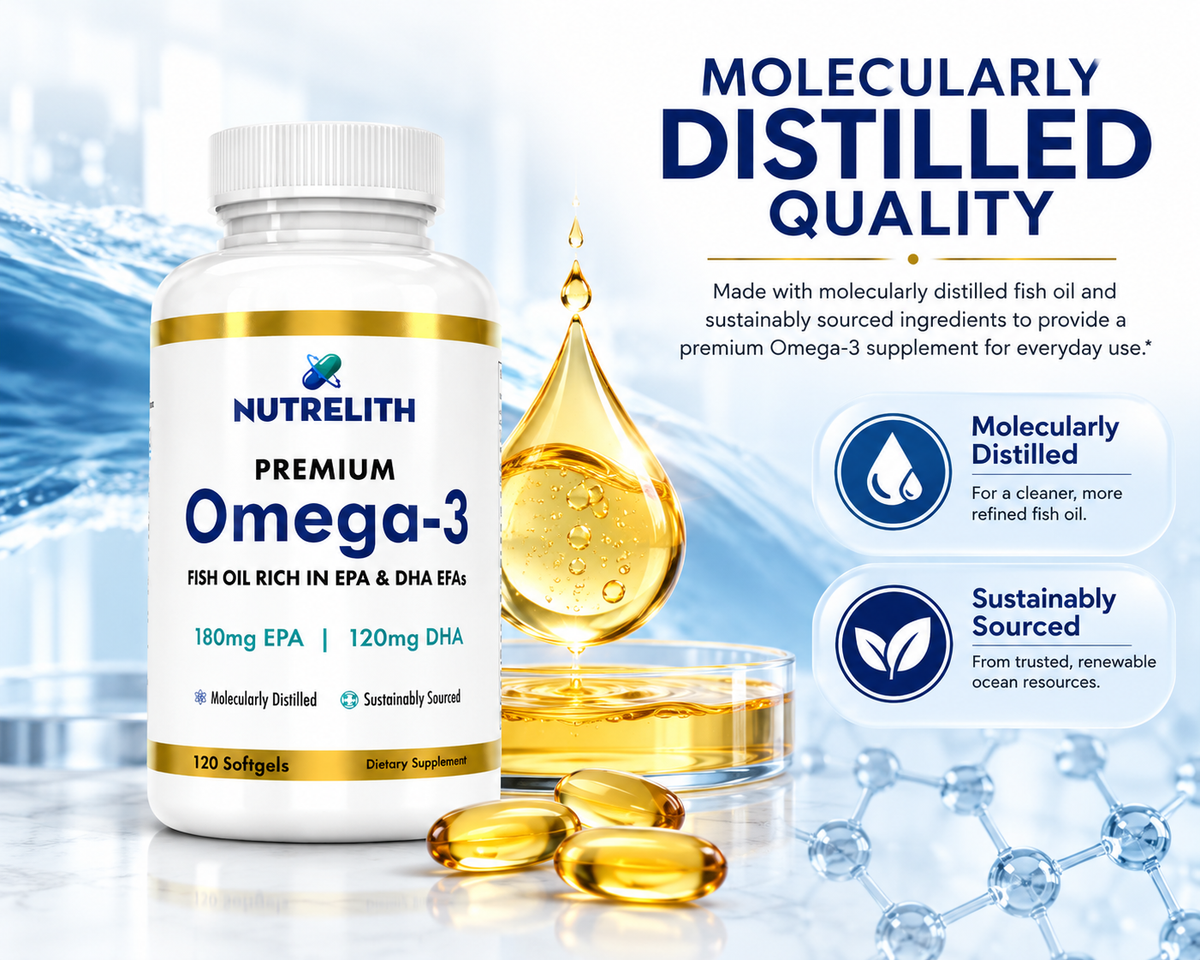 Nutrelith Premium Omega-3 Fish Oil – 120 Softgels