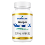 Nutrelith Vitamin D3 5000 IU (125 mcg) - Daily Dietary Supplement - 120 Softgels