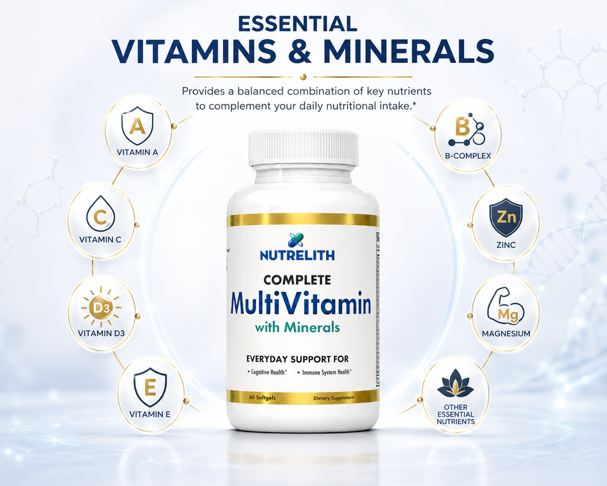 Nutrelith Complete Multivitamin with Minerals – Daily Vitamin & Mineral Supplement, 60 Softgels